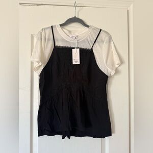 Kohls Black and White Layered Women's Top